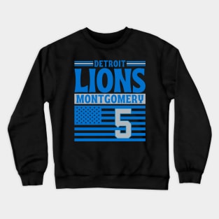 Detroit Lions Montgomery 5 American Flag Football Crewneck Sweatshirt